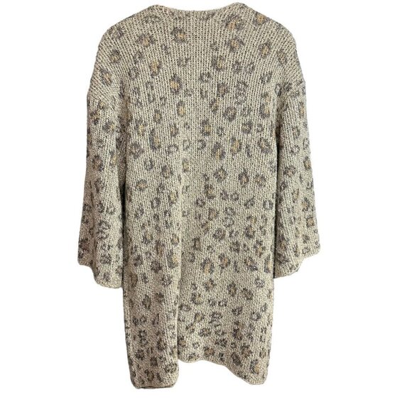 Cupcakes & Cashmere Cardigan Sweater Animal Print Knit Open Front Size S - Picture 3 of 7